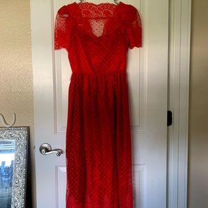 Vintage 1960s lace tea length dress
